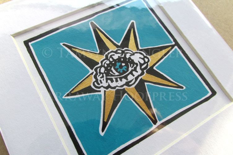 All Seeing Eye - Limited Edition LinoPrint, Coloured by Hand 