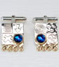 Handmade sterling silver cufflinks with blue Spinel gemstones. Stone choice. M. - Image 2