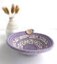 Lilac Coiled Rope Bowl with Floral Fabric Trim - Image 1