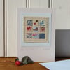 Little Robin Patchwork - small hand-stitched textile on card for someone special