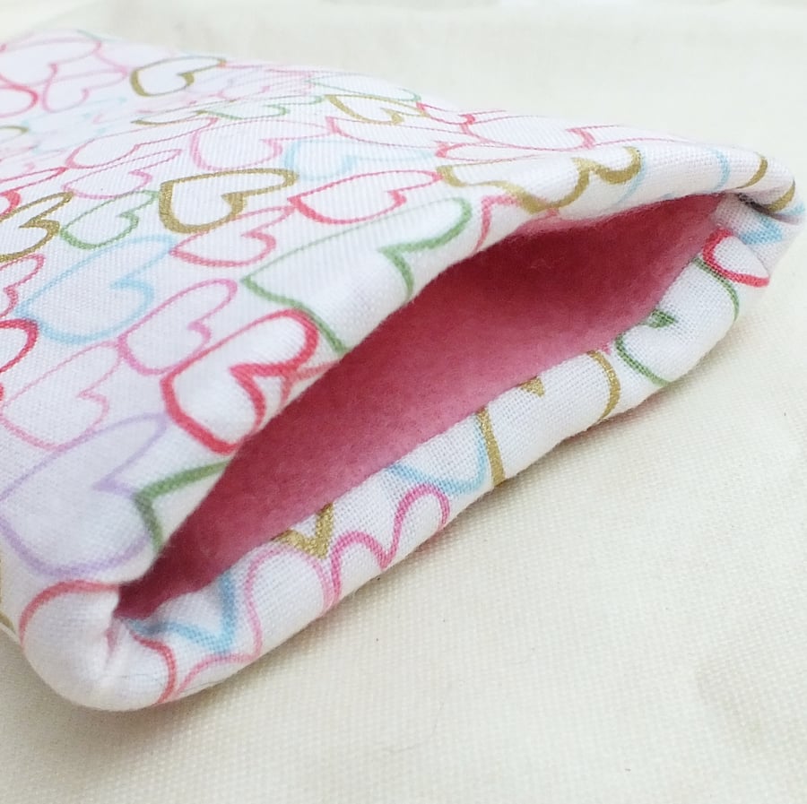 Pink Heart Fabric Glass case Pouch Tissue Cosy