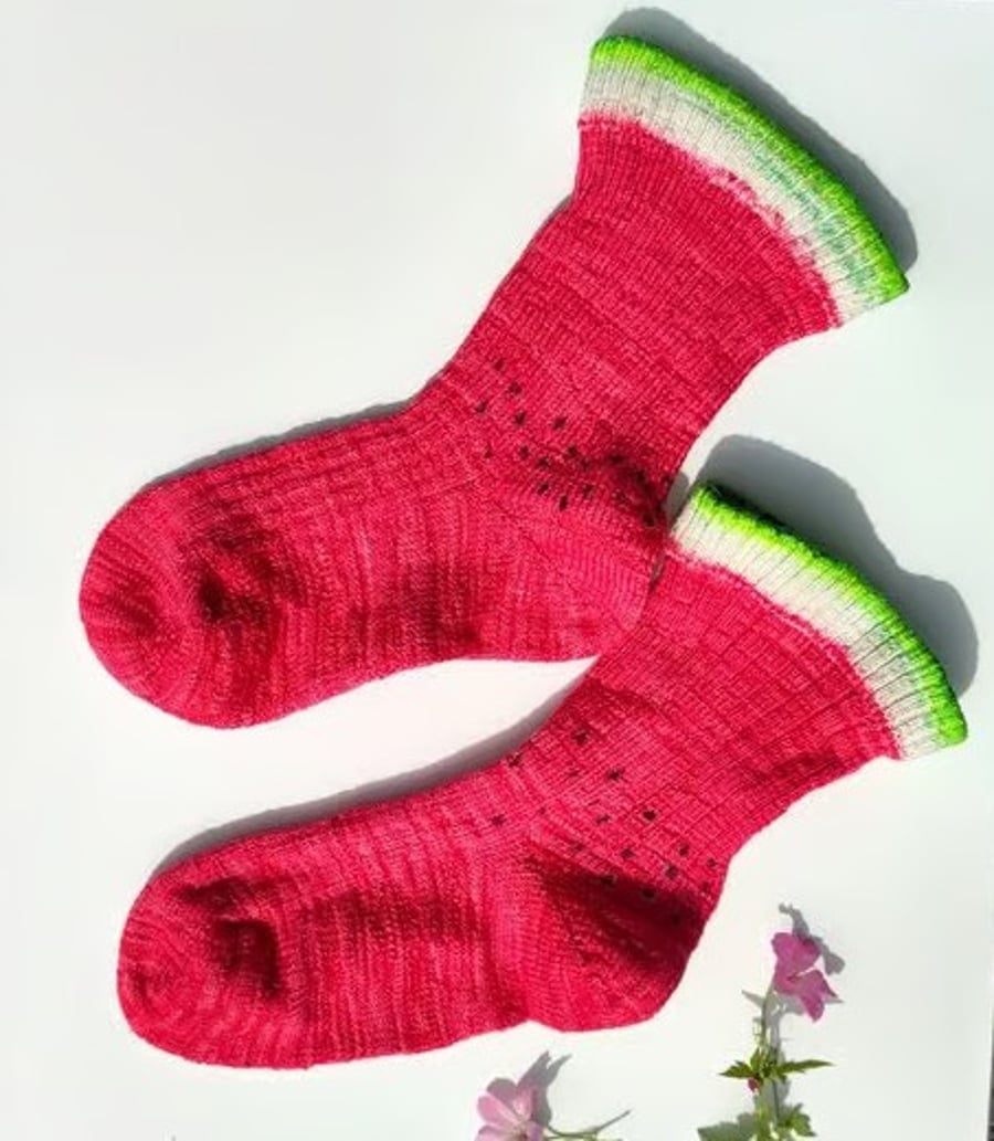 Watermelon vegan socks in luxury organic pima cotton