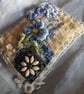 Slow-stitched and needle-painted blue floral brooch - Image 9
