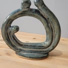 Family, new baby blue green circular sculpture handmade pottery