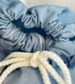 Chambray blue with embroidered flowers gift or storage bag - Image 4