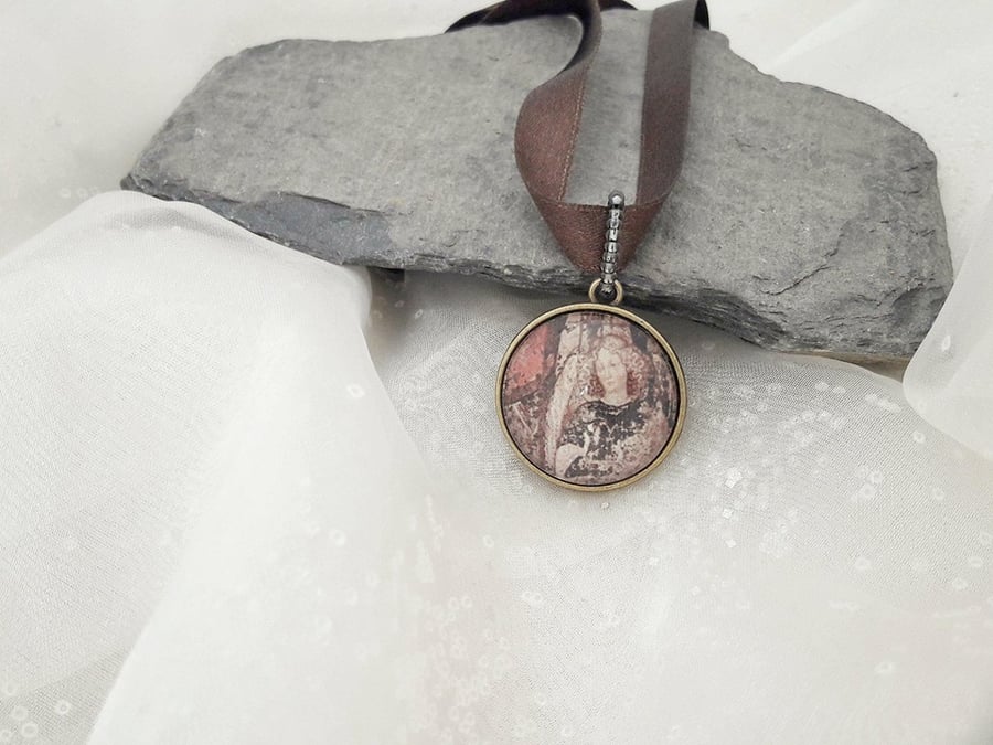 Seconds Sunday choker Necklace with Classic Art Angel Picture