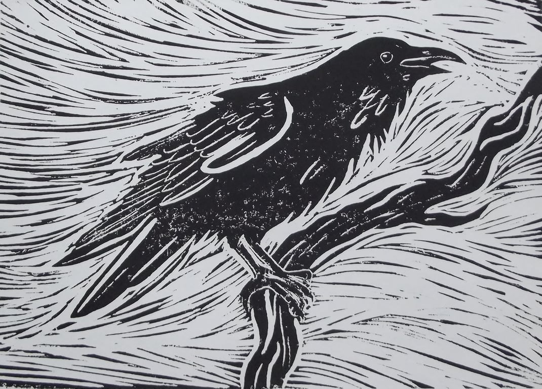 Raven Limited Edition Lino Cut Print