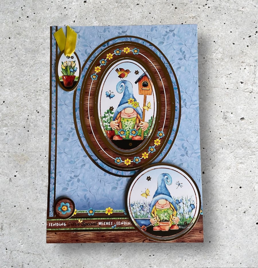 Birthday Card or Special Occasion for Him or Her. Greetings card for gnome lover