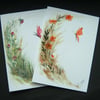 TWO Original A6 Hand painted floral greetings cards ref 174