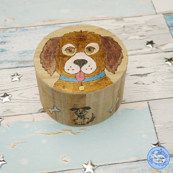 Dog Face Pyrography Wooden Box Folksy