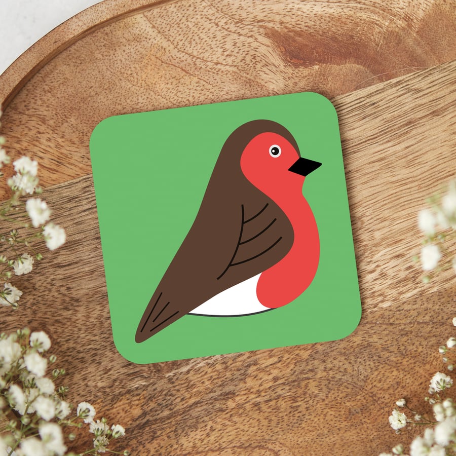 Robin Coaster, Bird Drinks Mats, Nature Homewares, Garden Birds, Wildlife Decor