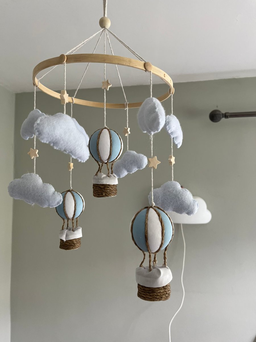 Hot Air Balloon and clouds baby mobile