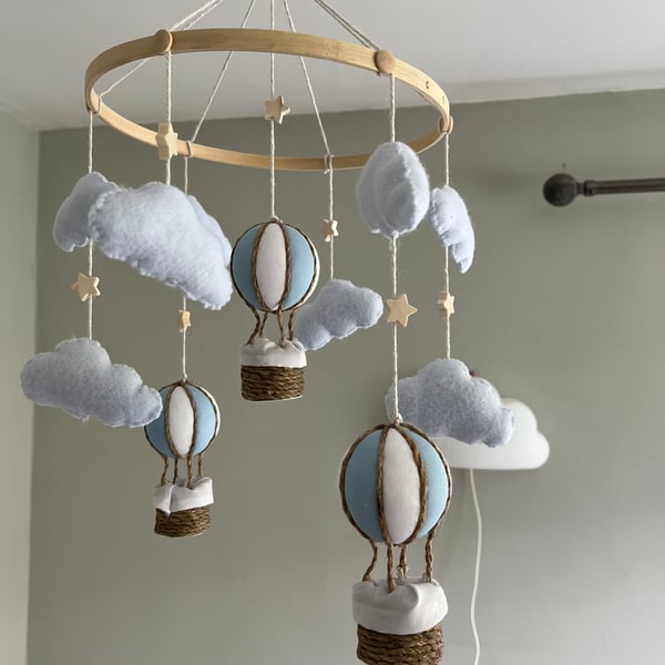 Hot Air Balloon and clouds baby mobile