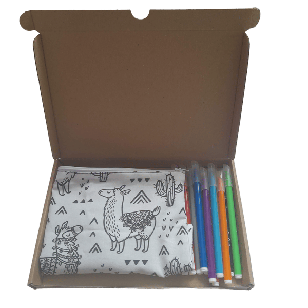 Llama Pencil Case to Colour, Letterbox gift 