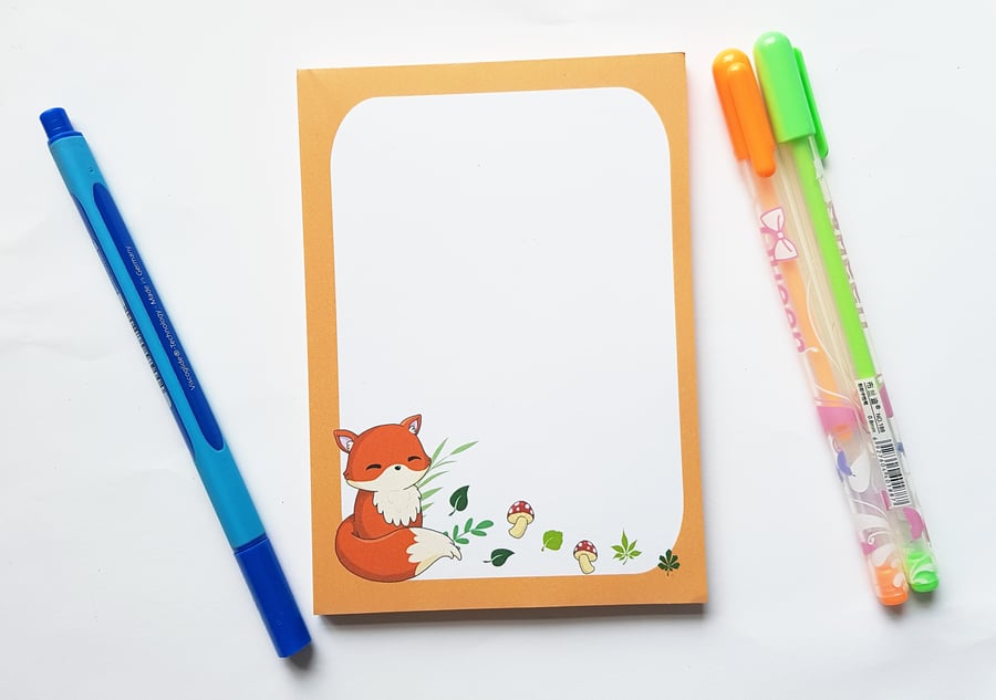 Cute fox notepad or to do list pad