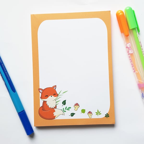 Cute fox notepad or to do list pad