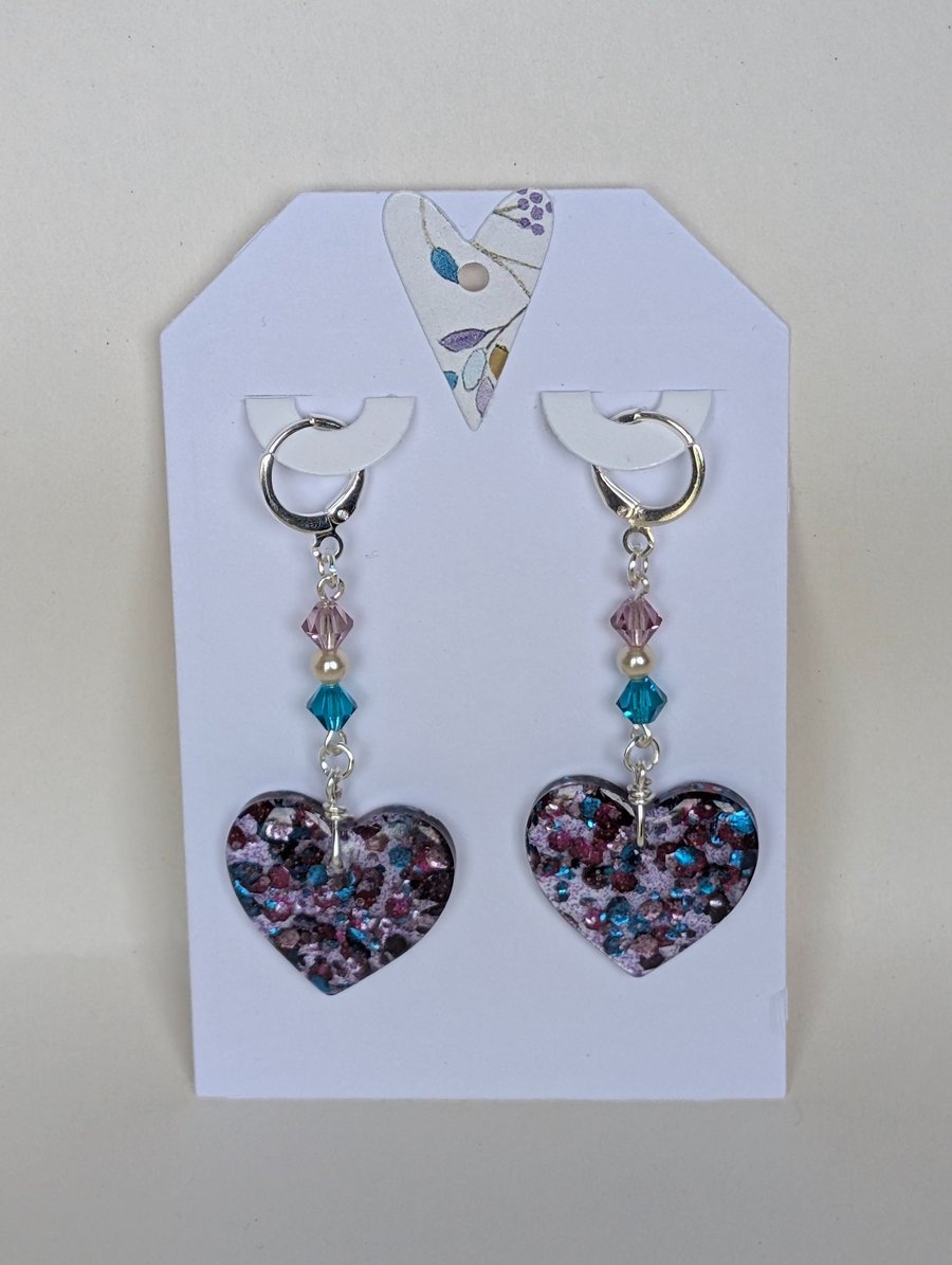 Heart Shaped Resin Earrings