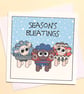 Christmas Card - Sheep in Woolly Xmas Jumpers - Season's Bleatings Q-HCS - Image 1