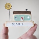 Little Wooden Painted House and Base in a Bag