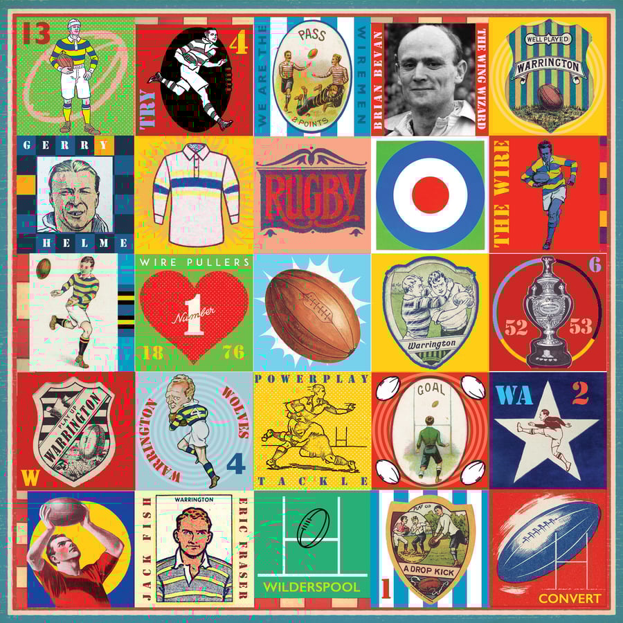 Warrington Wolves Pop Art Rugby Print
