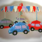 BUMPER CAR cot or pram mobile for babies PDF knitting pattern