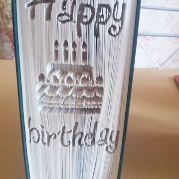 Happy birthday (with cake) CUT & FOLD Book Folding Pattern - EMAILED PDF PATTERN
