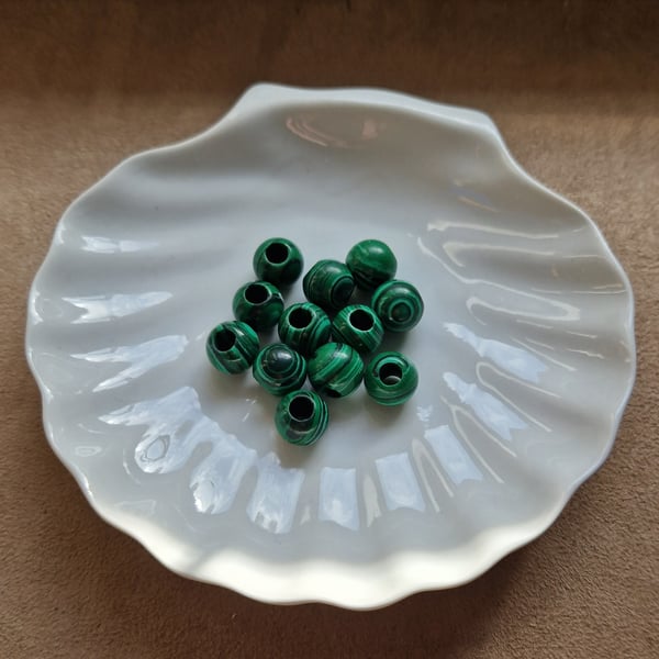 Beads European large hole 14x12mm synthetic Malachite