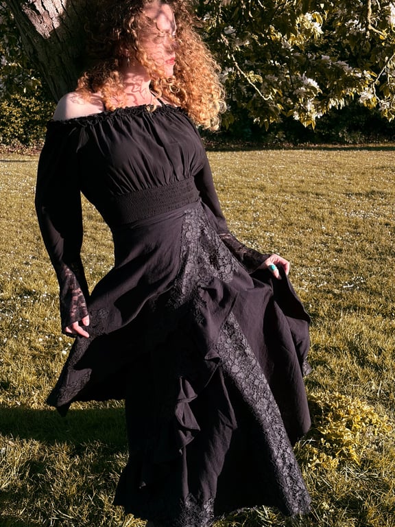 Cotton Lace Layered Wrap Skirt - Gothic Boho Witchy Alternative Clothing 