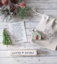 Little Wooden Handmade House in a Bag with Christmas Tree 'Merry & Bright' 