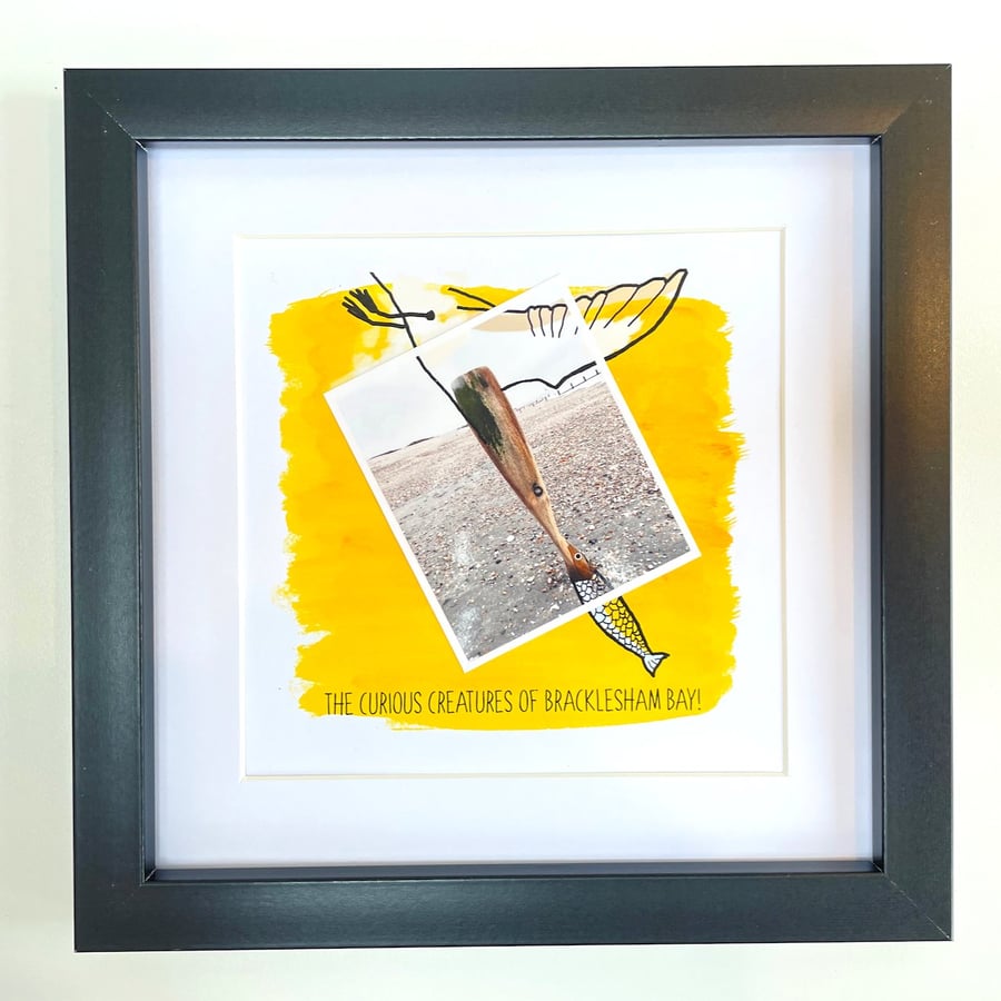 Diving Bird; framed image, mounted and printed on card and photographic paper