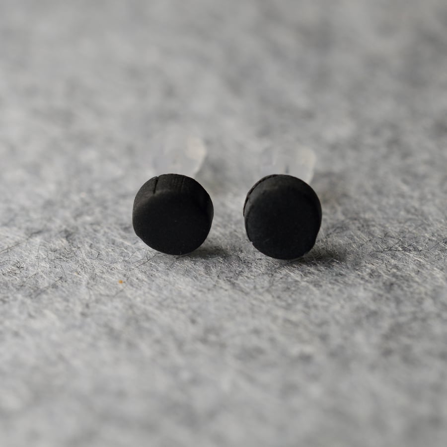 Matte Black Polymer Clay Earrings 