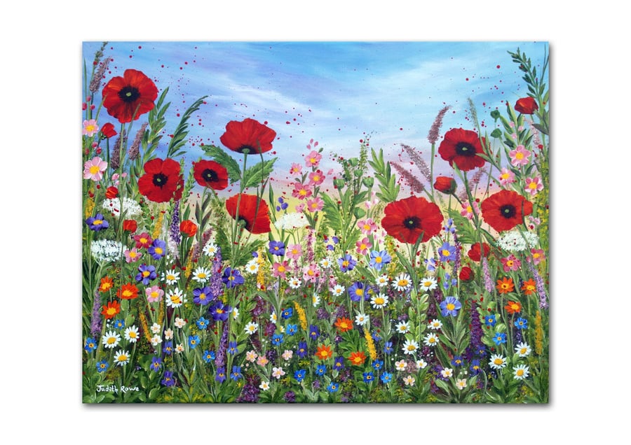 Original Painting: "Poppyland" on 18 x 14" box canvas