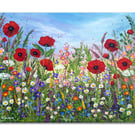 Original Painting: "Poppyland" on 18 x 14" box canvas