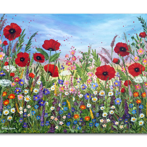 Original Painting: "Poppyland" on 18 x 14" box canvas