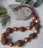 Conker brown, black and gold handmade polymer clay necklace - Image 2