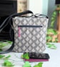 Grey 'leaf' Design, Water-resistant Oilcloth Small Cross Body Bag, Phone Bag - Image 4