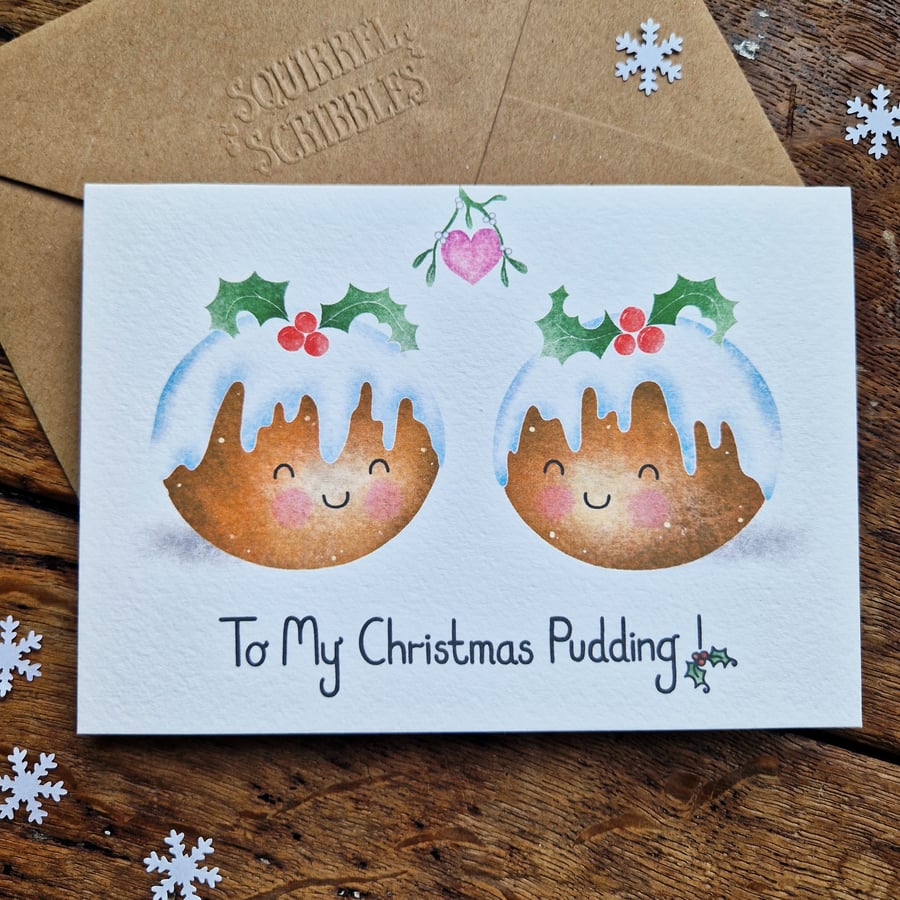 Christmas Card To My Pudding, Wife Christmas Card, Husband Christmas Card