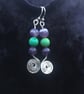 Sterling Silver spiral amethyst and emerald handmade earrings  - Image 5