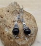 Dangle Black Jet cone earrings. Reiki jewelry - Image 1