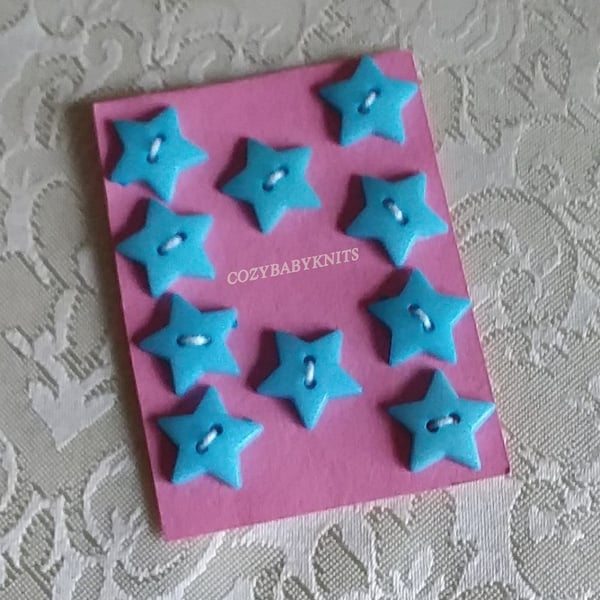 Baby blue star plastic buttons