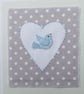 Bluebird of Happiness hand-stitched miniature textile, detailed, card to keep - Image 1