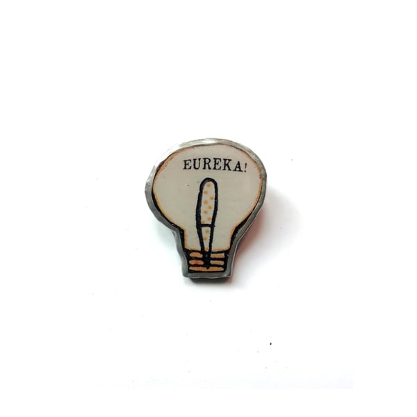 Wonderfully Whimsical Eureka! Bulb Resin Brooch by EllyMental 