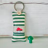 SALE ITEM- AUTUMN TOADSTOOL KEY RING - green stripes