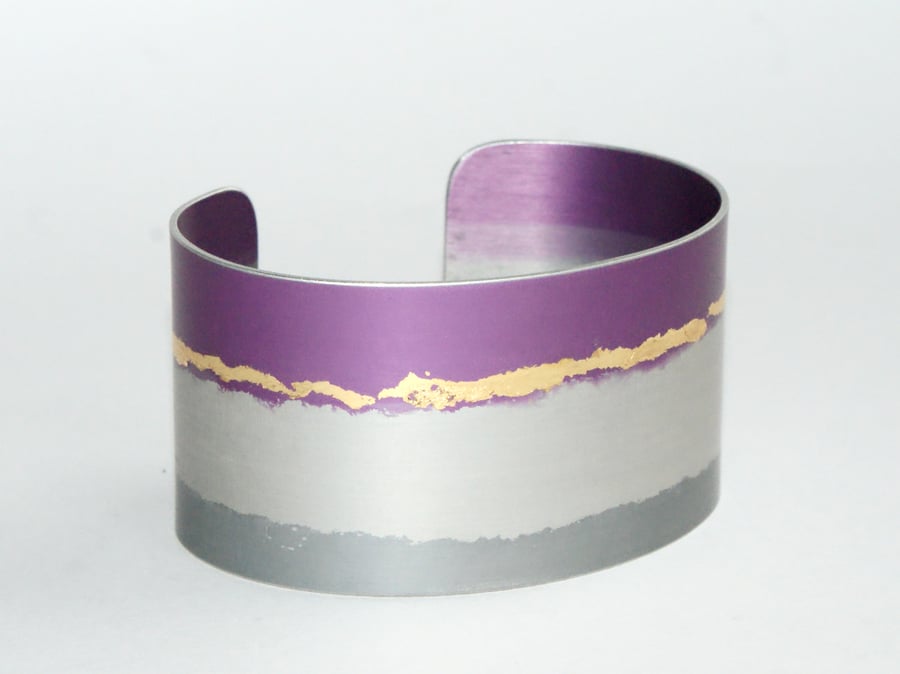 Grey and pink landscape cuff