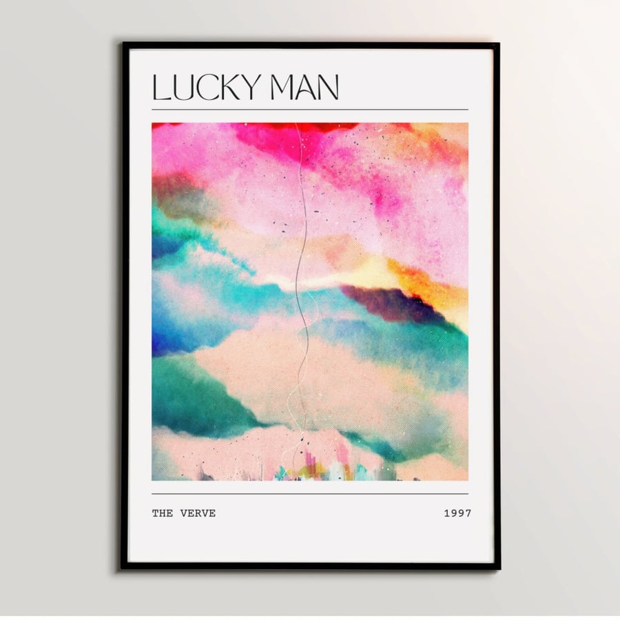 Music Poster T Shirt - The Verve Lucky Man Abstract Painting Art Print Indie