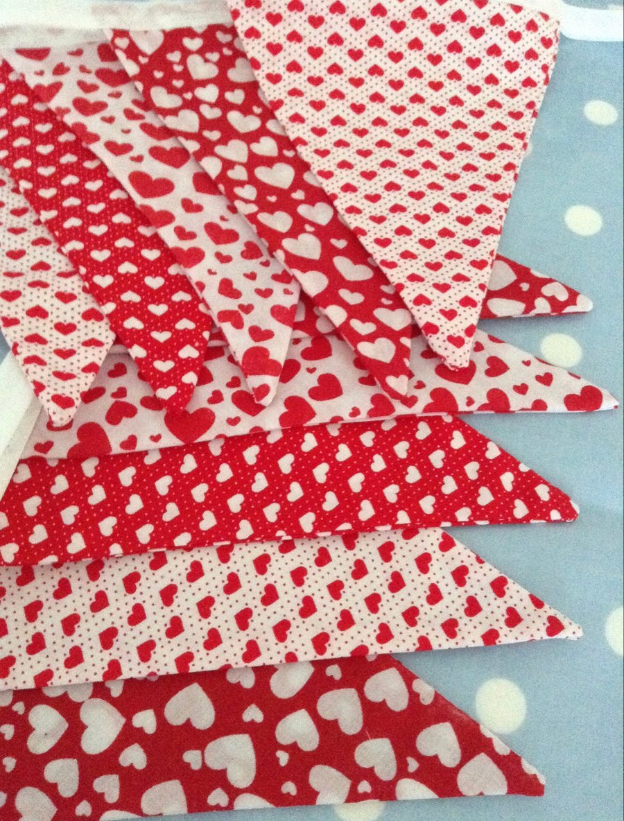 Valentines heart  bunting in Cotton fabrics 
