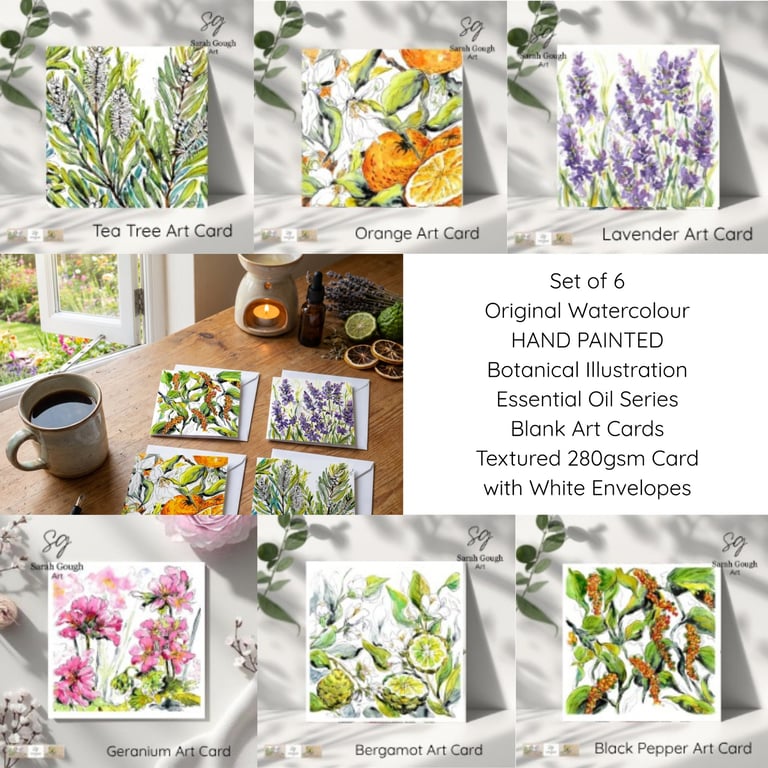 Art Card Collection - Essential Oil Series - Complete Set of 6 - Lavender, Berga