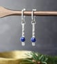 Silver Drop Earrings with Lapis Lazuli Stones - Hoop Earrings - Image 5