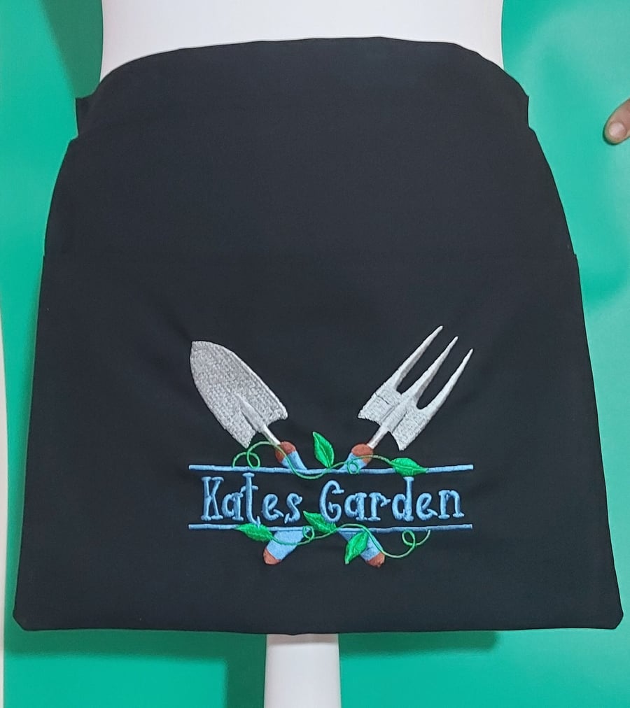 Personalised Gardening Apron handmade fabric apron 2 pockets 5 colours to choose