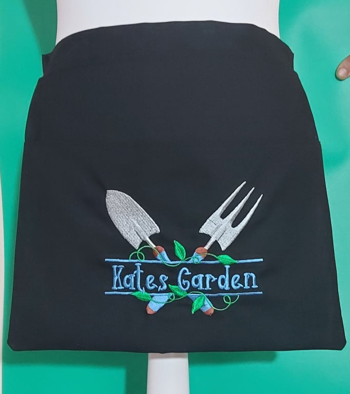 Personalised Gardening Apron handmade fabric apron 2 pockets 5 colours to choose